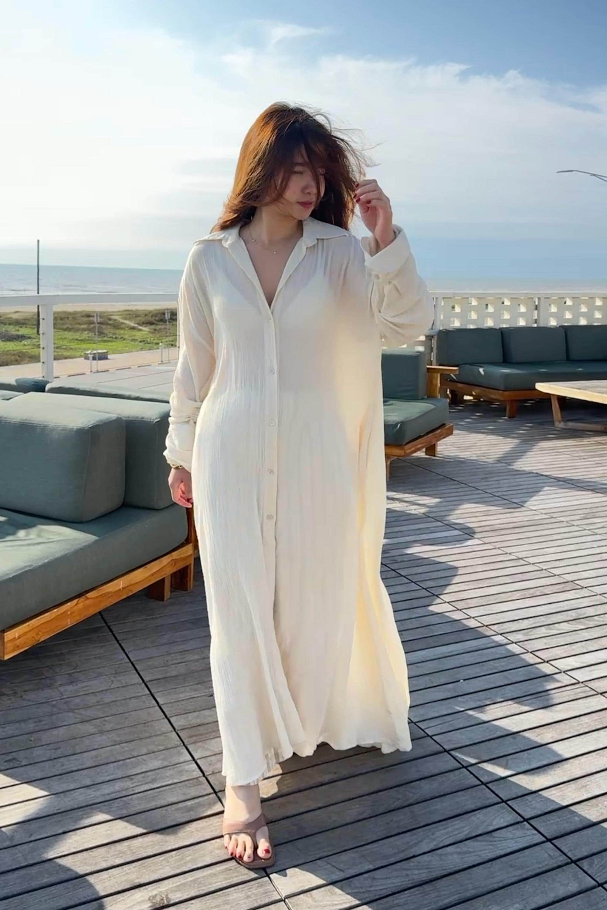 cotton maxi shirt dress Boden Women's Ellie in Natural Whether youre heading to brunch Organic Cotton Shirt Dress with