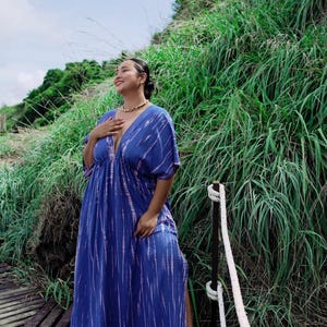 Blue Tie Dye Long Kaftan, Boho Oversized Caftan Tie Dye Plus size Kaftan dress Goddess dress, Resort wear Beach Coverup Holiday Gift for her
