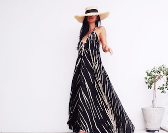 black and white tie dye maxi dress