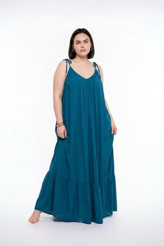 Green Maxi Dress Plus size Maxi Dress Backless Maxi Dress Strap tie shoulder Summer Dress Cruise Dress Vacation Beach Dress Gift for her
