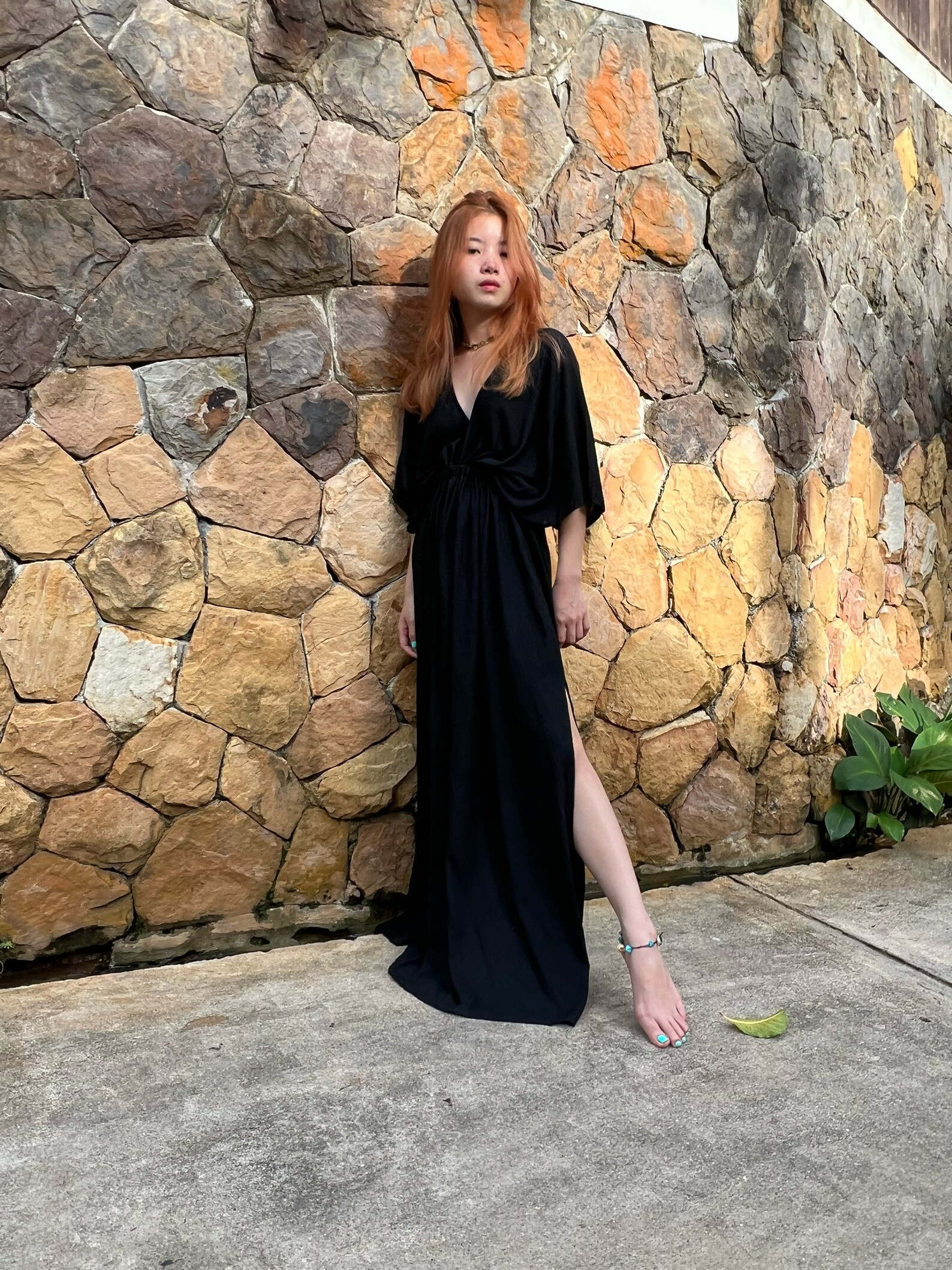 Hand Dye Maxi Dress Black Goddess Dress Long Kaftan Etsy