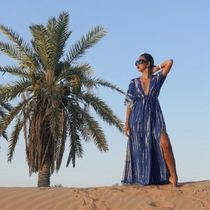 Hand tie dye maxi dress, goddess dress, Blue Long kaftan, Oversized Caftan, Resort wear, Coverup, Maxi kaftan, Tie dye dress, beach dress image 2