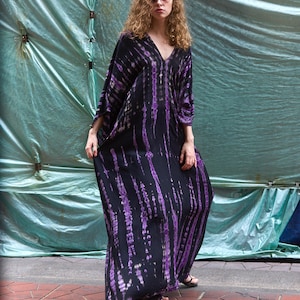VIBRANT TIE-DYE COTTON KAFTAN SUNSET ORANGE BURST