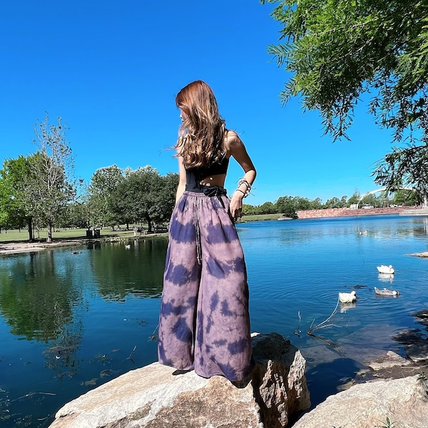 Boho Tie Dye Hose mit weitem Bein, Tie Dye Boho Hose, Tie Dye Strandhose, Sommerhose, Sommerhose, Sommerkleidung, Bademode