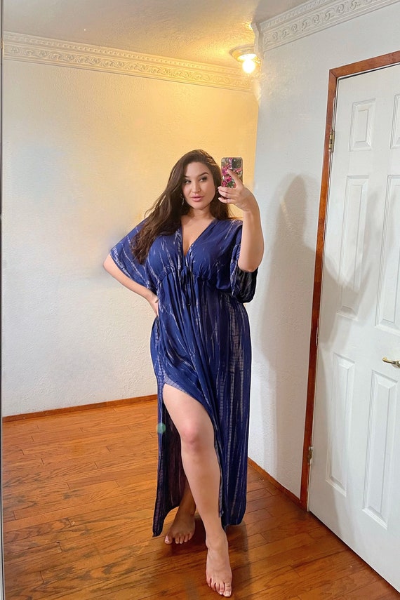 Blue Maxi kaftan, Oversized Caftan, Goddess Plus Size Dress, Tie dye maxi dress, Resort Dress, Bohemian Dress, Maternity dress Gift for her