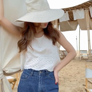 White Cotton Crop Top, Lace Crop Top, Cotton lace Top, Summer Crop Top, Handmade crop top, beach wear, gift for her