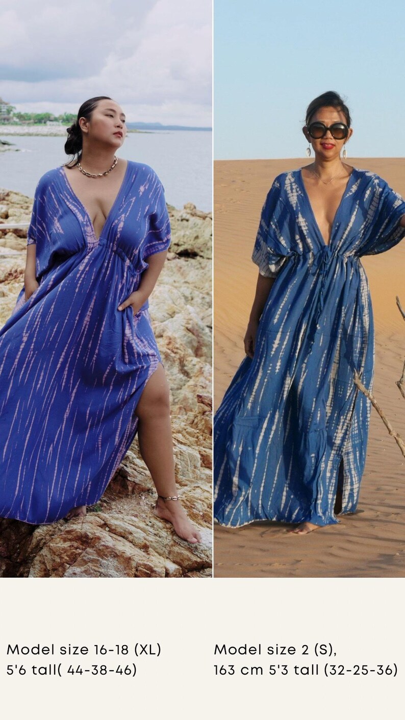 Blue Tie Dye Long Kaftan, Boho Oversized Caftan Tie Dye Plus size Kaftan dress Goddess dress, Resort wear Beach Coverup Holiday Gift for her