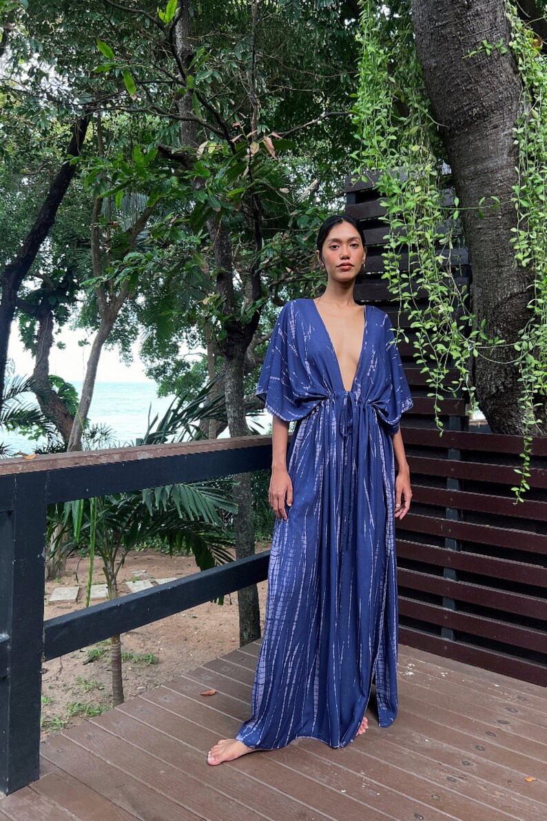 Hand tie dye maxi dress, goddess dress, Long kaftan, Oversized Caftan, Resort wear, Coverup, Maxi kaftan, Tie dye dress, beach dress Blue