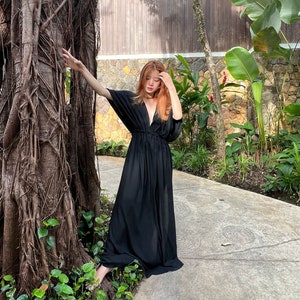 Hand dye maxi dress, black goddess dress, Long kaftan, Oversized Caftan, Resort wear, Coverup, Maxi kaftan, black maxi dress, gift for her