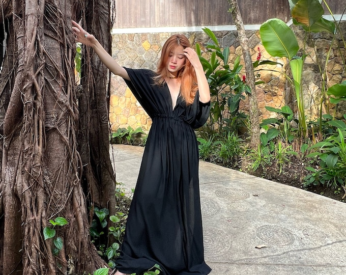 long black dress flowy Plus Size A Line Dresses Sleeve V Neck丨Moon Wood Size:XS / 2 Formal dresses gold online BFCM-SL70-TO-SL90