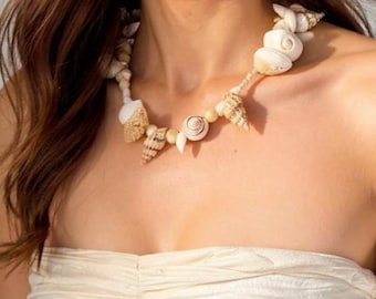 Boho Seashell Pearl Choker Necklace: Handmade Beach Jewelry