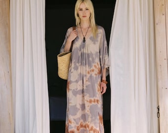 Tie Dye Kaftan Maxi Dress, Beach Cover Up Dress, Boho Resort Wear, Oversized Caftan, Vacation Dress Women, Handmade Kaftan, Gift for her
