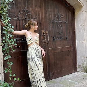 Tie dye maxi dress, boho maxi dress, cut out maxi dress, Sexy maxi dress, Open back dress, beach dress, bridesmaid dress, Summer dress