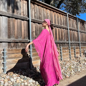 B&w organic tie dye maxi kaftan with Pockets main image 0