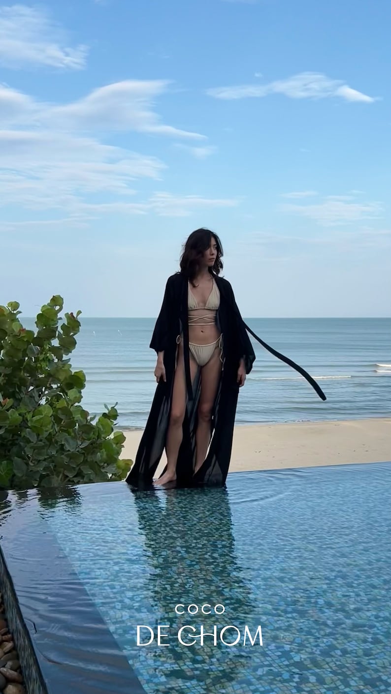 Black Oversized Kimono Unisex Men Kimono Robe with pockets Long Black Robe, Simple Kimono, Men Beach Cover Up Gift for him Gift for her