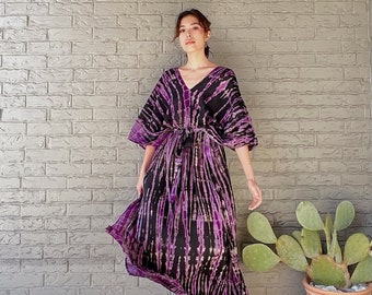 Hand tie dye kaftan, Oversized Caftan, Long kaftan, Purple Tie dye dress, boho kaftan, Resortwear, Coverup, gift for her, gift for mom
