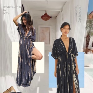 Shop Boho Long Kaftan Dress, Hand Tie Dye Kaftan Dress, Gift for her, Oversized Maxi Dress, Resort Wear, Caftan, Bridesmaid Gift, Gift for mom