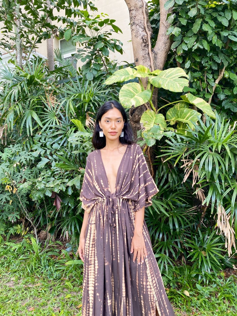 Hand tie dye maxi dress, goddess dress, Long kaftan, Oversized Caftan, Resort wear, Coverup, Maxi kaftan, Tie dye dress, beach dress Brown