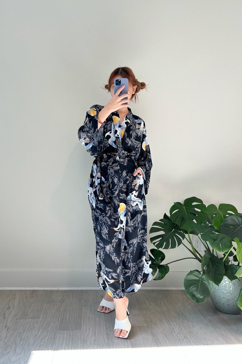 Bird Print Kimono Jacket, Boho kimono robe, Kimono robe free bird Oversized kimono robe, Loose fit kimono, gift for her, gift for him