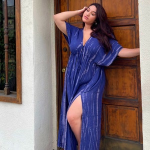 Hand tie dye maxi dress, goddess dress, Blue Long kaftan, Oversized Caftan, Resort wear, Coverup, Maxi kaftan, Tie dye dress, beach dress image 7