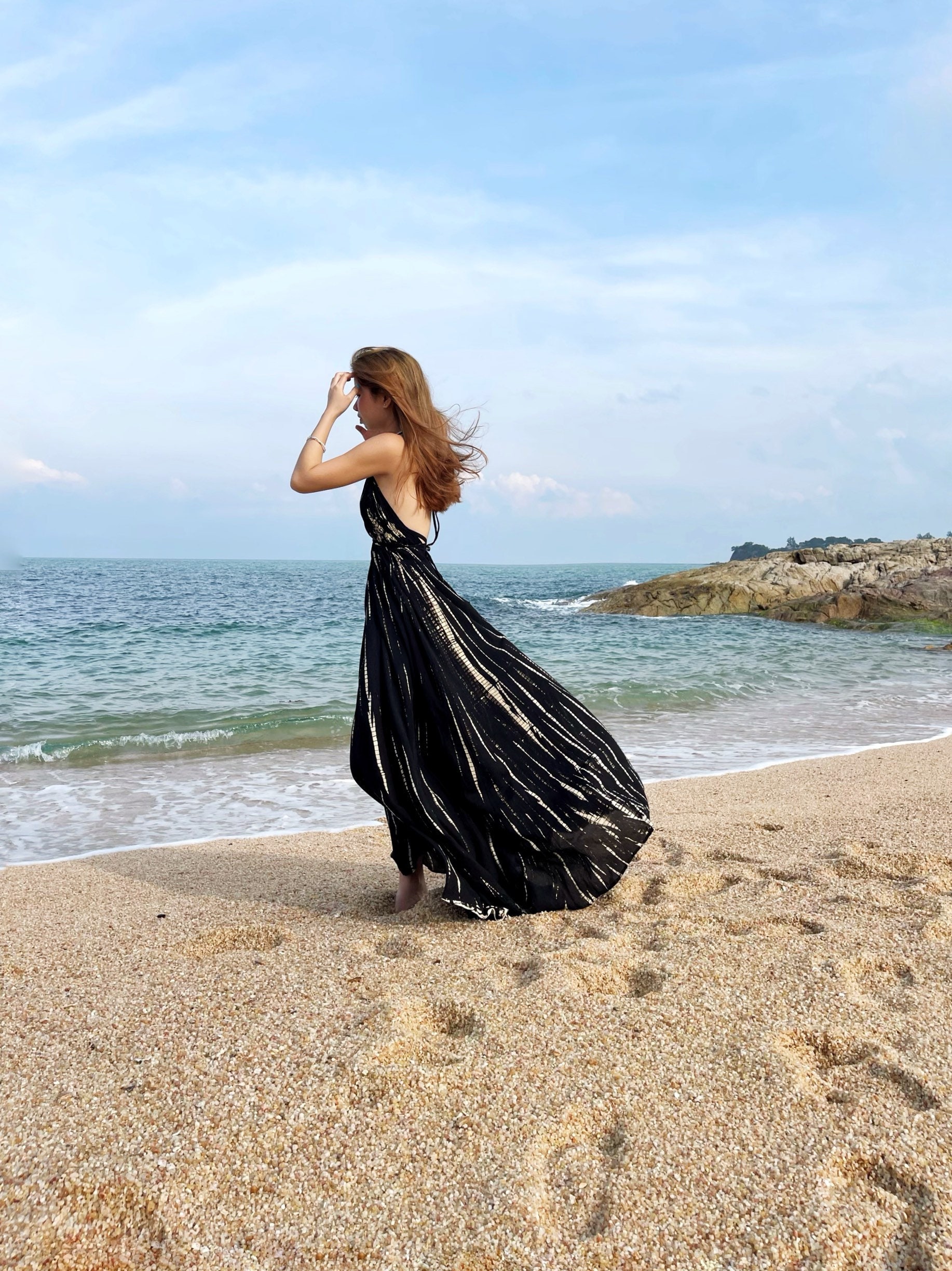 Tie Dye Maxi Dress Boho Maxi Dress Black Maxi Dress Halter - Etsy