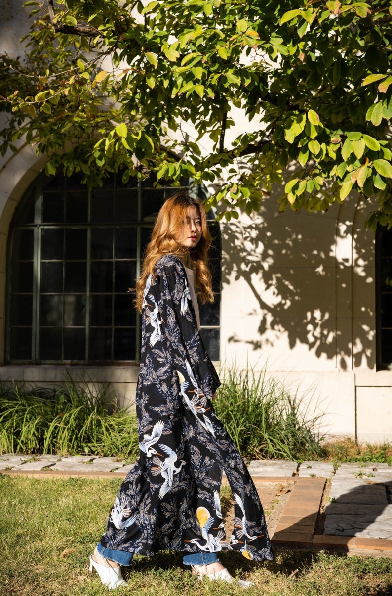 Bird Print Kimono Jacket, Boho kimono robe, Kimono robe free bird Oversized kimono robe, Loose fit kimono, gift for her, gift for him