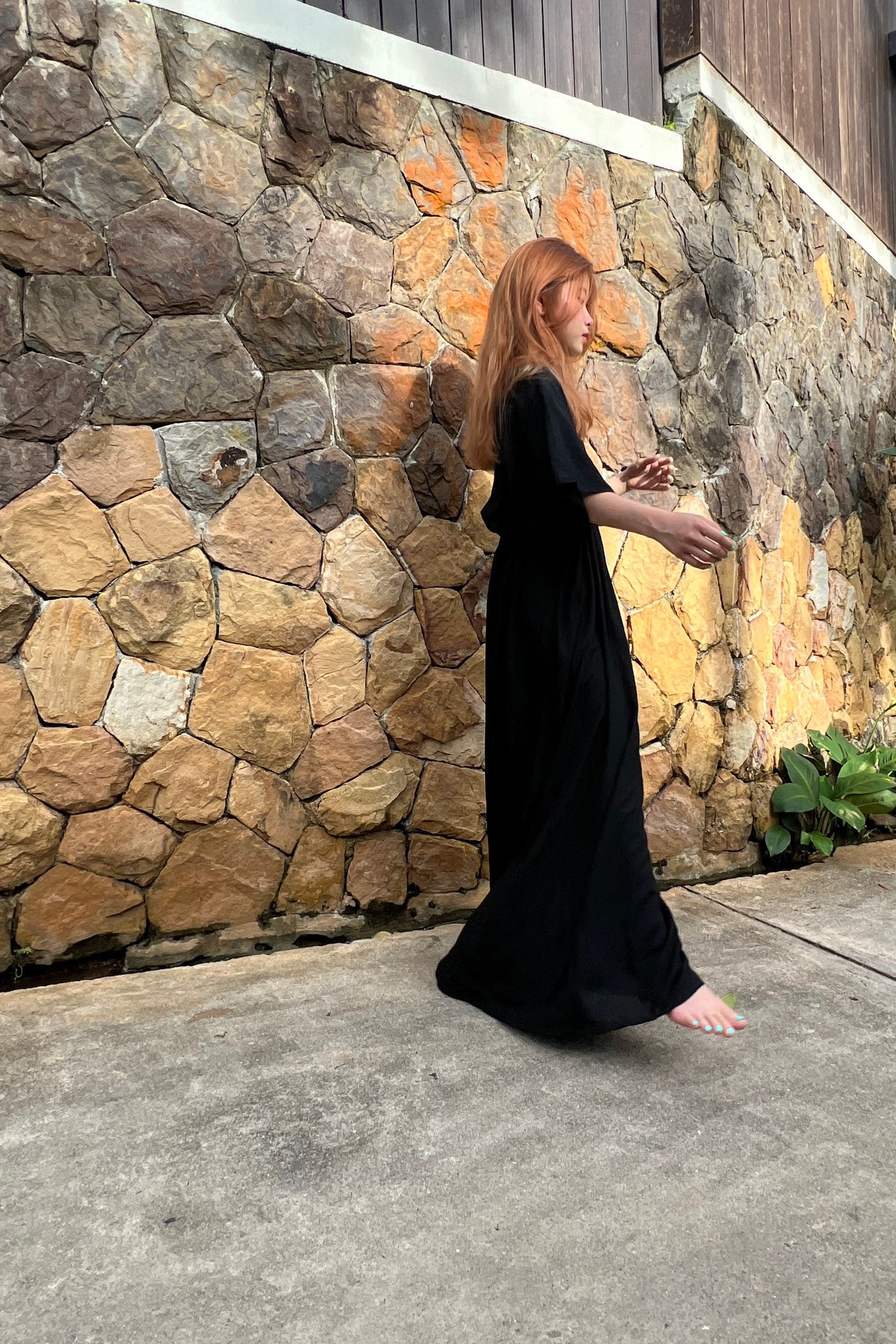 Hand Dye Maxi Dress Black Goddess Dress Long Kaftan Etsy