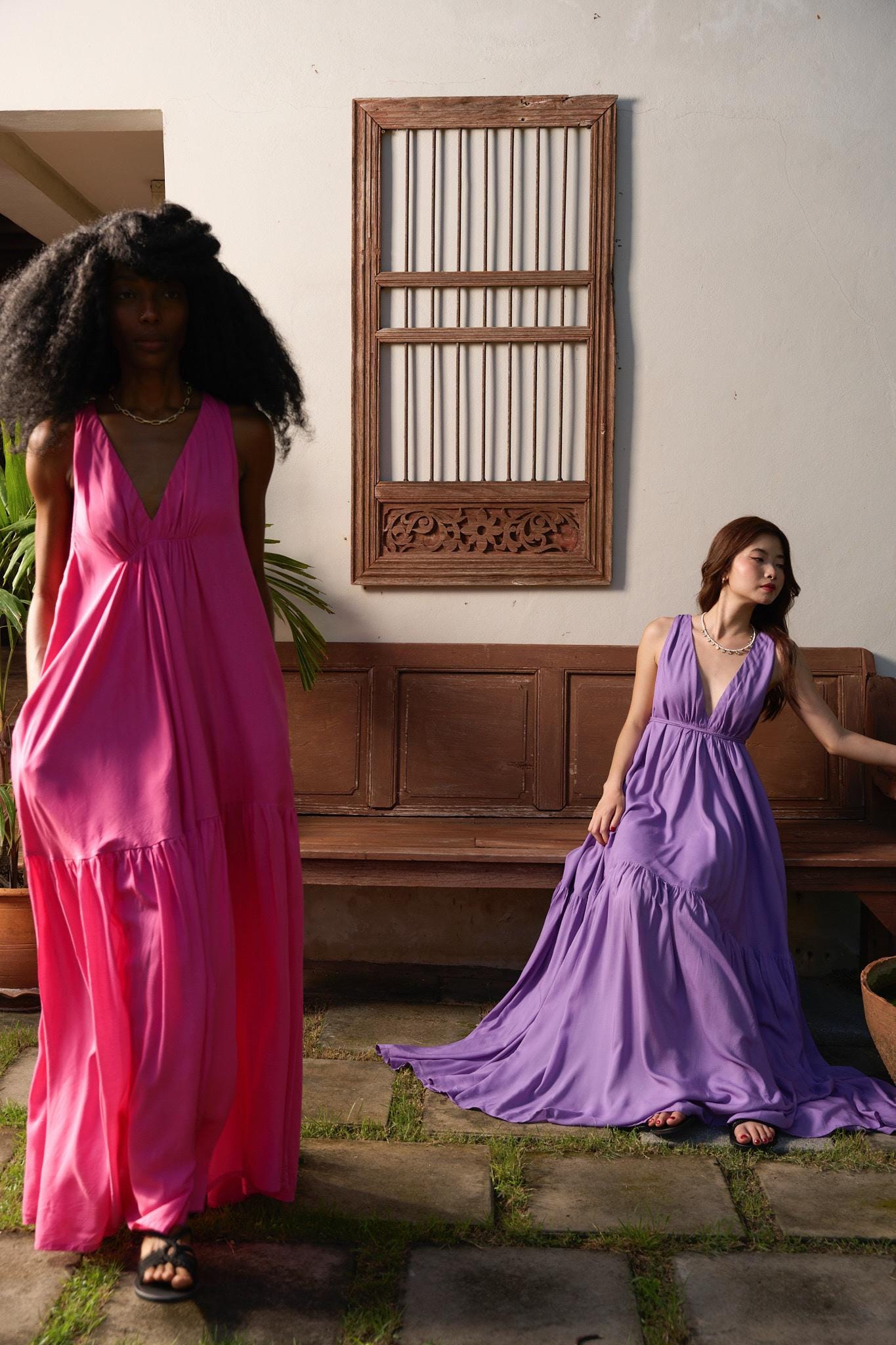 Women’s Boho Wrap Maxi Dress – V-Neck Long Summer Beach Vacation Dress