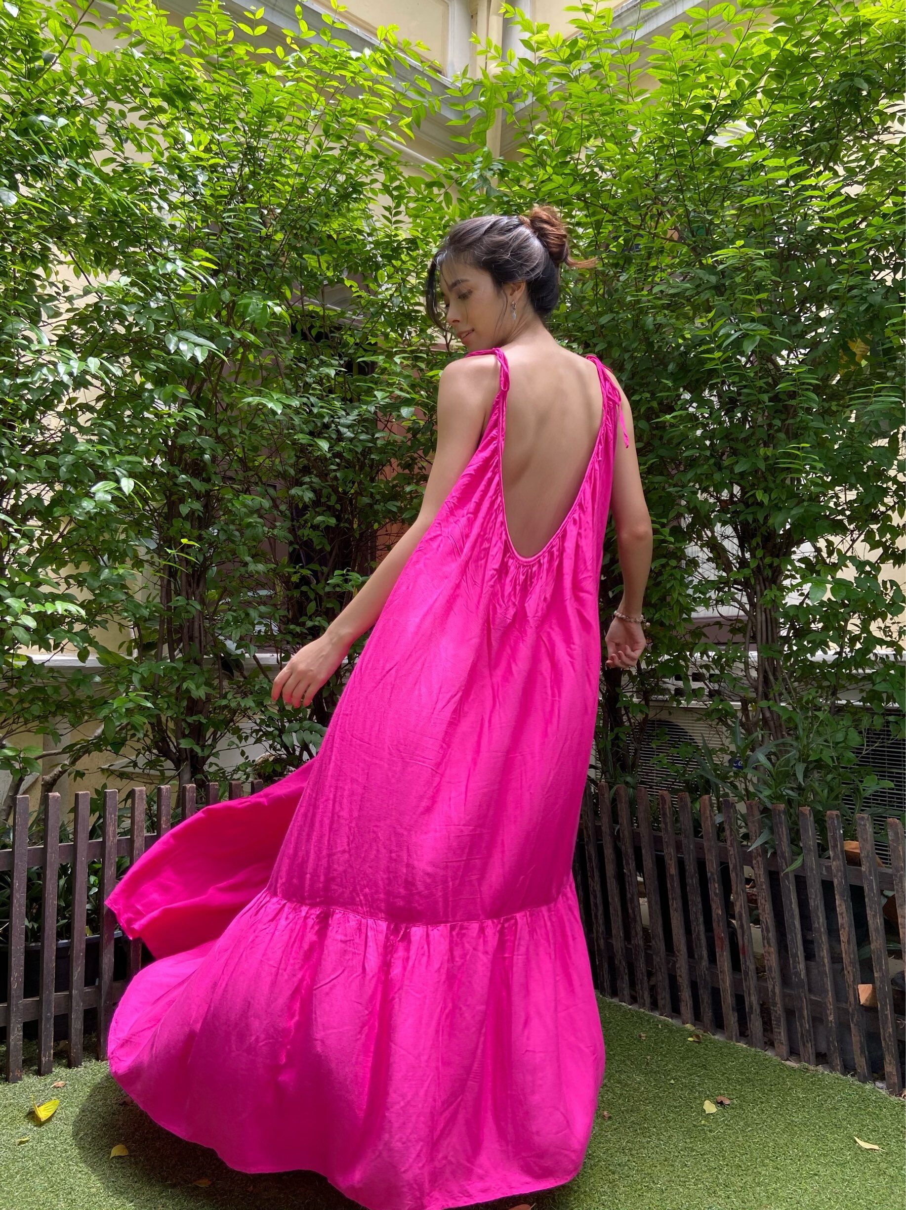 hot pink long dress