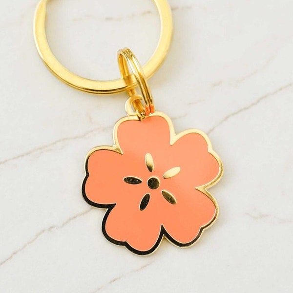 Sakura Cherry Blossom Customized Pet ID Tag - Free Engraving, Metal Enamel, Cute Dog Tag