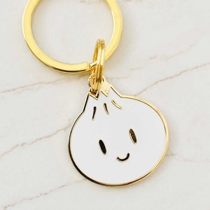 Cute Dumpling Bao Customized Keychain Pet Tag - Free Engraving, Metal Enamel, Cute Dog Tag