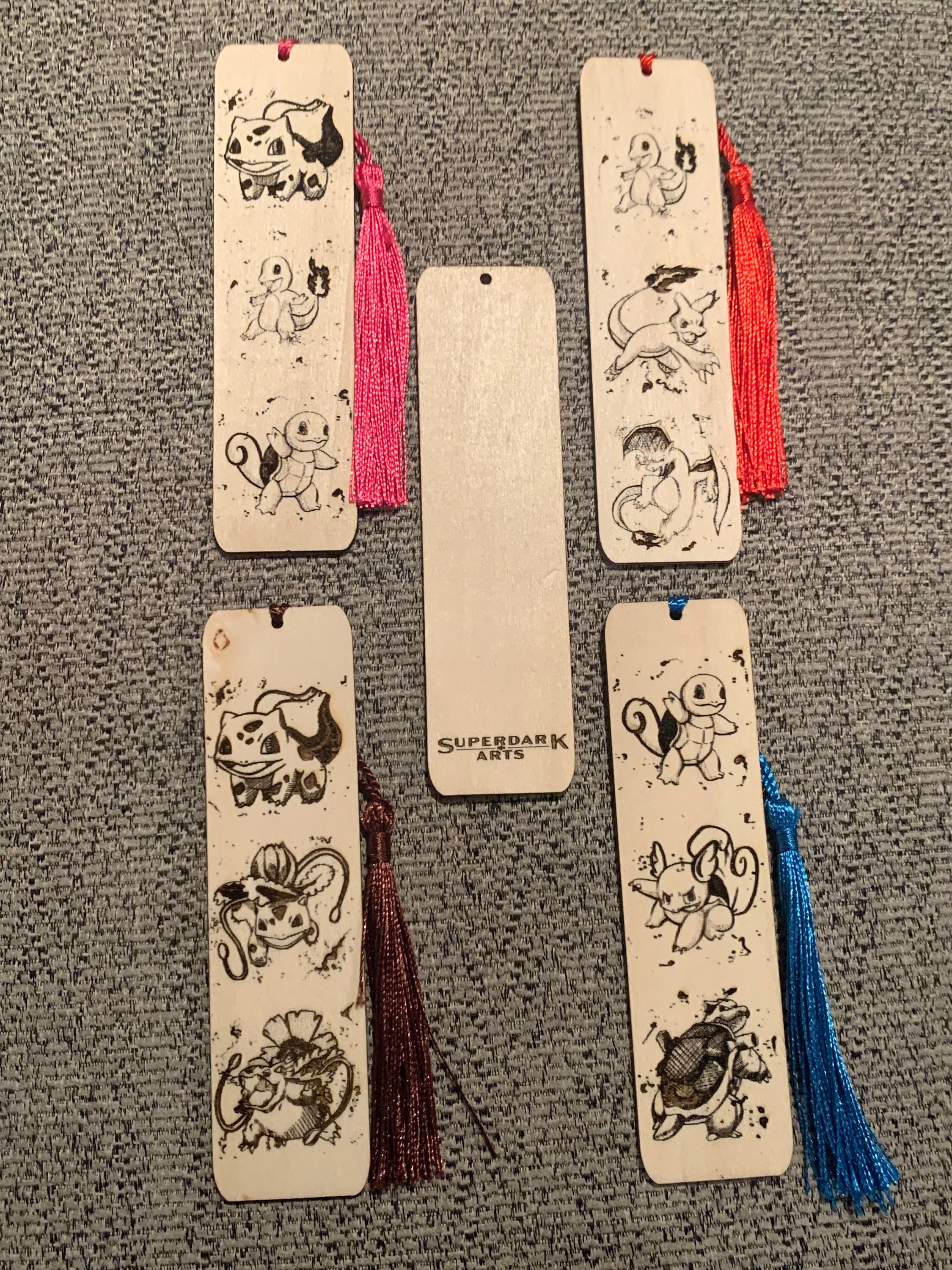 Pokémon Natural Wood Bookmark: Japanese Ink Style Engraved Pokémon - Etsy