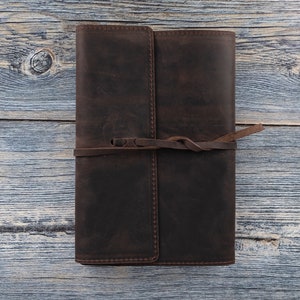 Cubierta de diario personalizada, estuche de agenda de cuero de grano completo, cuaderno de cuero, diario diario, funda de libro de cuero, cubierta de cuaderno / MARRÓN