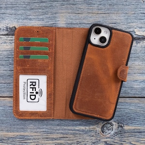 iPhone 14+ MagSafe / Funda de cargador inalámbrico, Stand Wallet iPhone 14 6.1", RFID Blocker iPhone 14 Pro Max Card Case, iPhone 14 Pro Cover