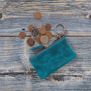 Cadeau pour homme, étui de carte de visite, porte-carte de crédit, pochette en cuir pleine fleur, portefeuille mince en cuir, cadeau d’anniversaire, cadeau de mariage / BLEU