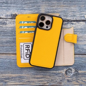 Apple iPhone 14 Pro Max / 14 Pro / 14 Plus / 14 Cartera con tarjeta RFID desmontable, iPhone 15 Pro Max / 15 Pro / 15 Plus / 15 Funda de cargador MagSafe