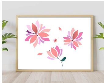 Floral decorative poster "floraspring 60" , floral digital creation, Valentine's Day gift, family, friends