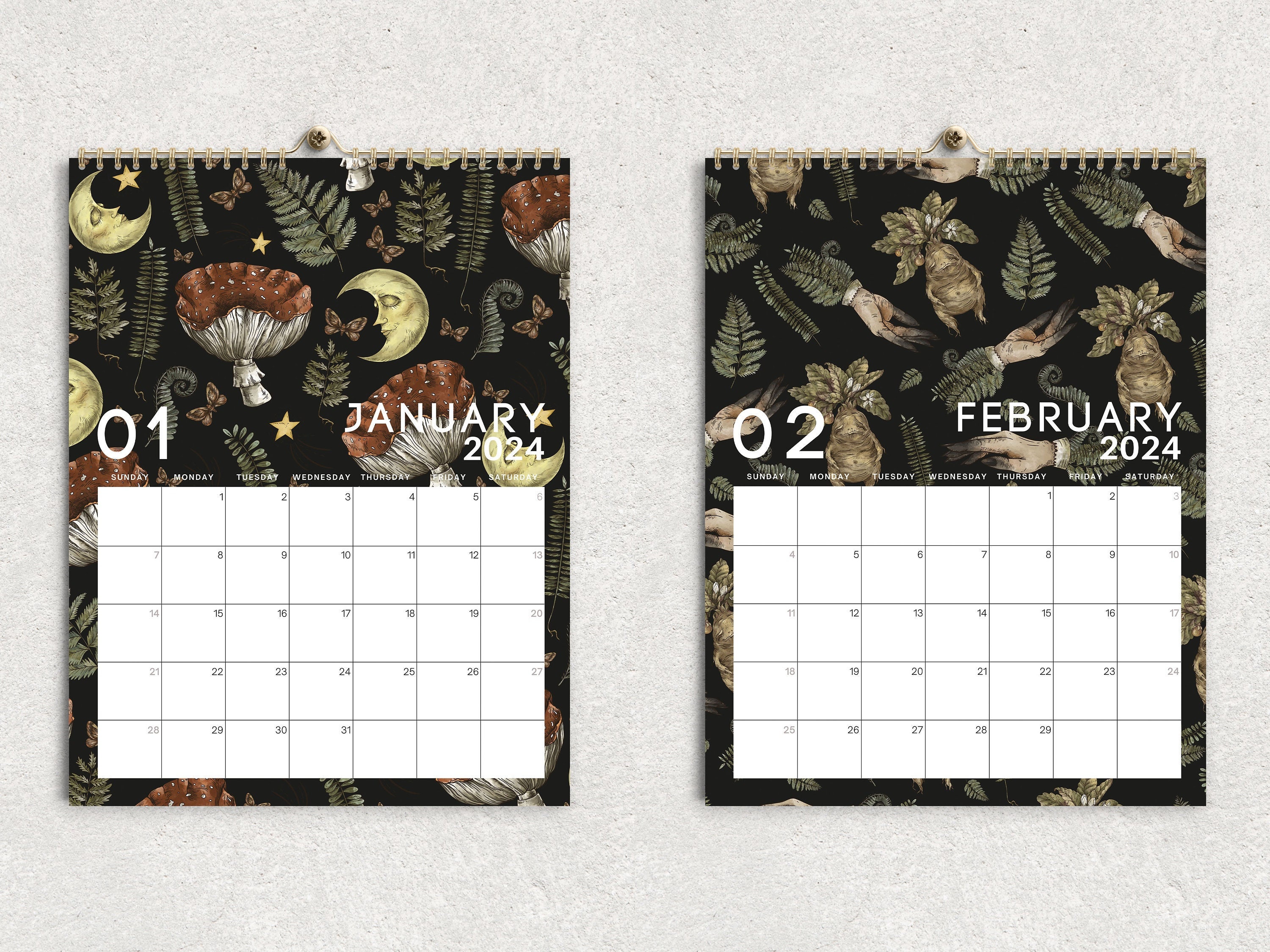 2024 Wall Calendar Cottagecore Wall Calendar 2024 Wild Woods Etsy