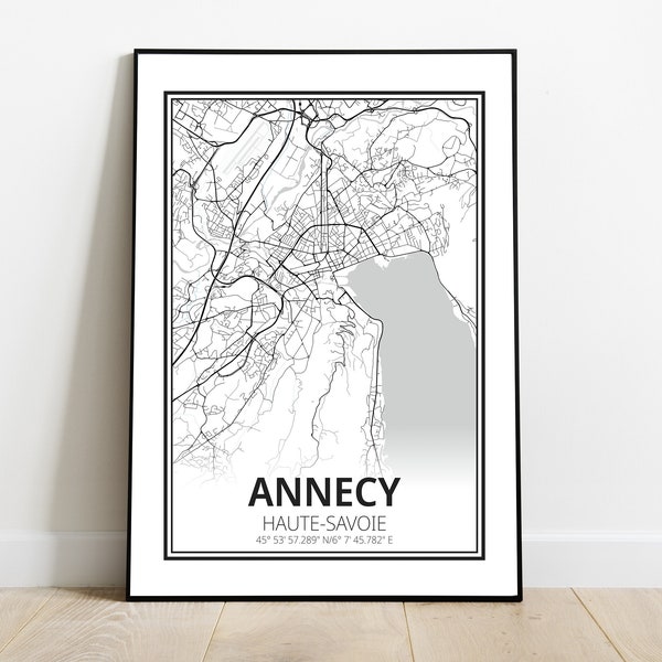 Plan de Annecy, Haute-Savoie - Affiche - Poster - Impression