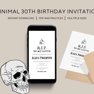 Minimal Funeral Themed 30th Birthday Invitation