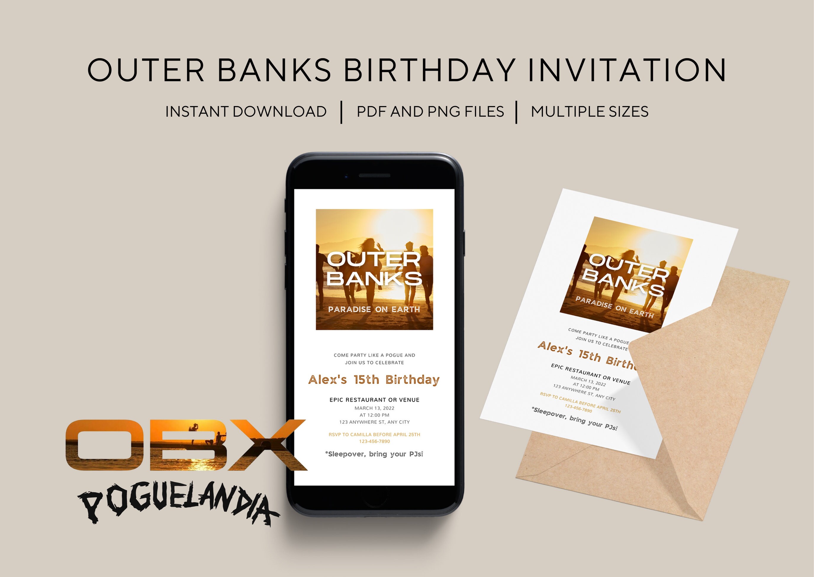 Outer Banks OBX Themed Birthday Invitation - Etsy