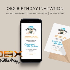 Minimal Outer Banks OBX Poguelandia Themed Birthday Invitation