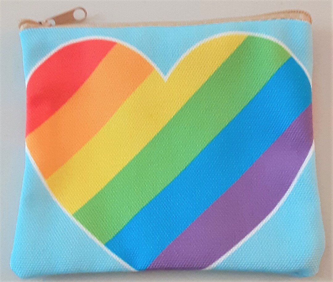 Rainbow Heart Coin Purse With Zipper Etsy
