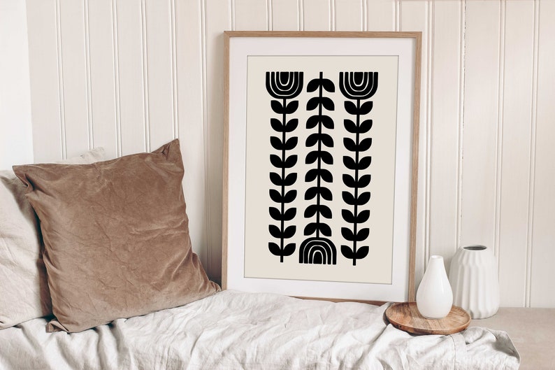 Scandinavian Art Scandinavian Folk Art Black and Beige Etsy