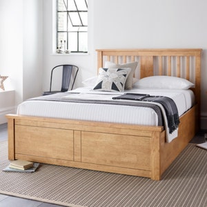 New Oak Finish Wooden Ottoman Storage bed - Small Double/Double/King by Time4Sleep (Malmo)
