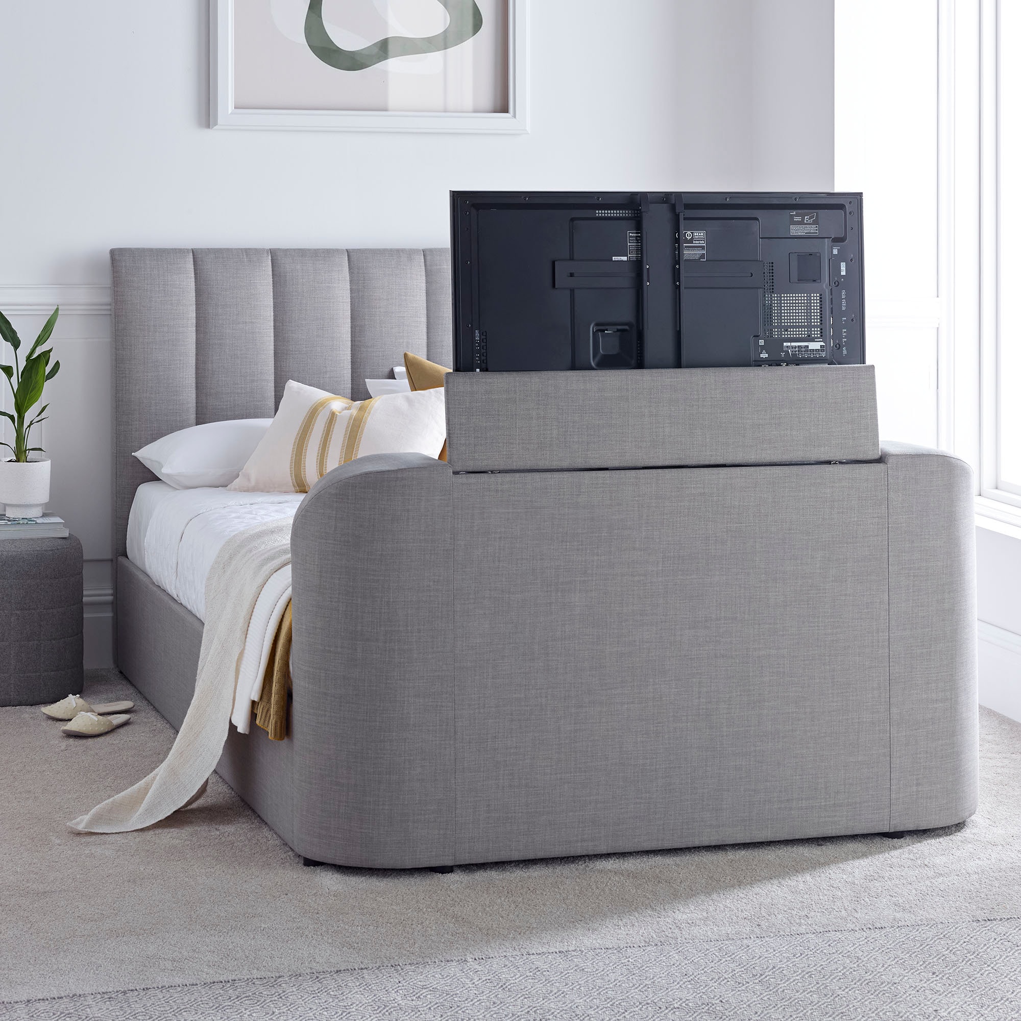 Mid Grey Upholstered TV Bed Double King by Time4sleep lucille Etsy Canada