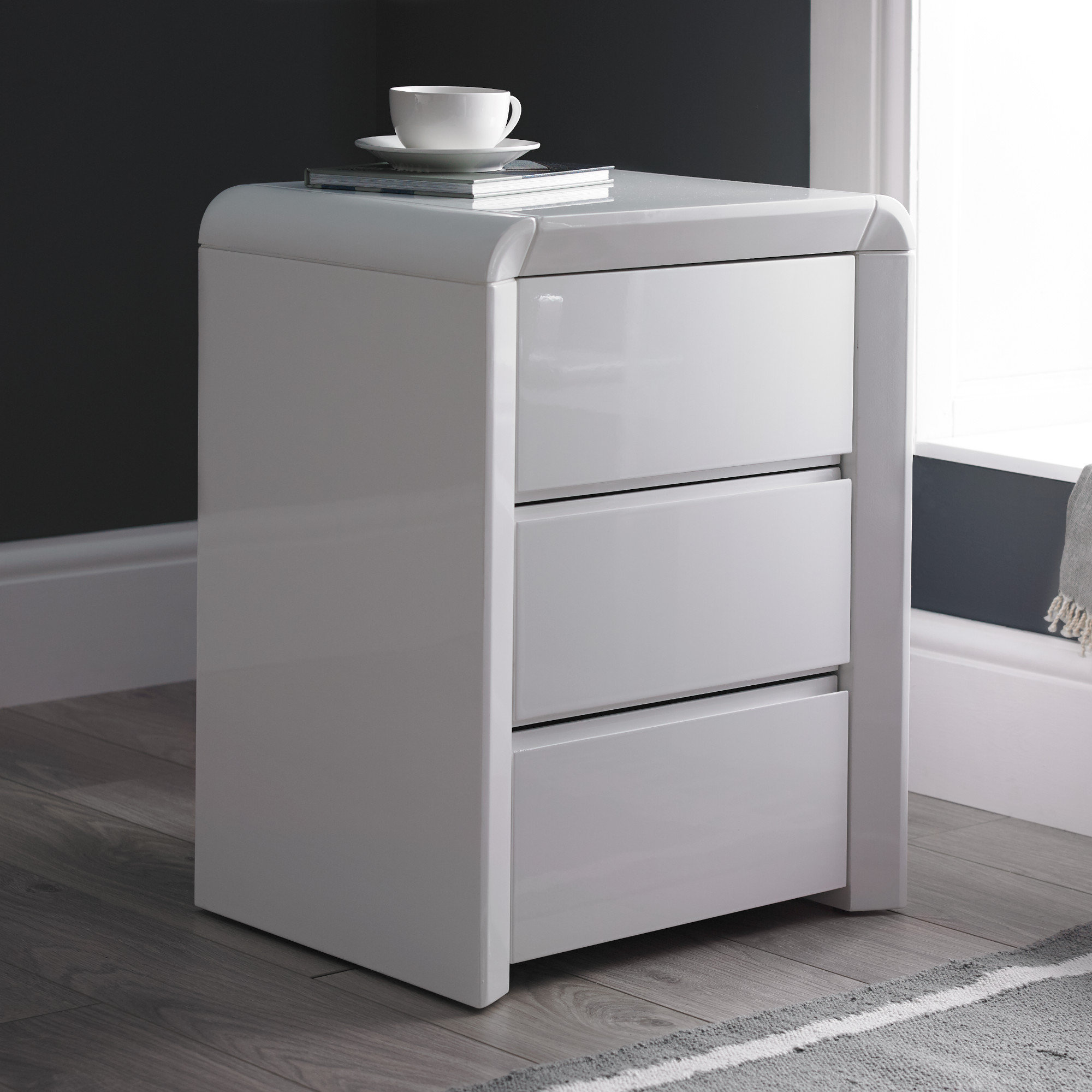 High gloss bedside discount