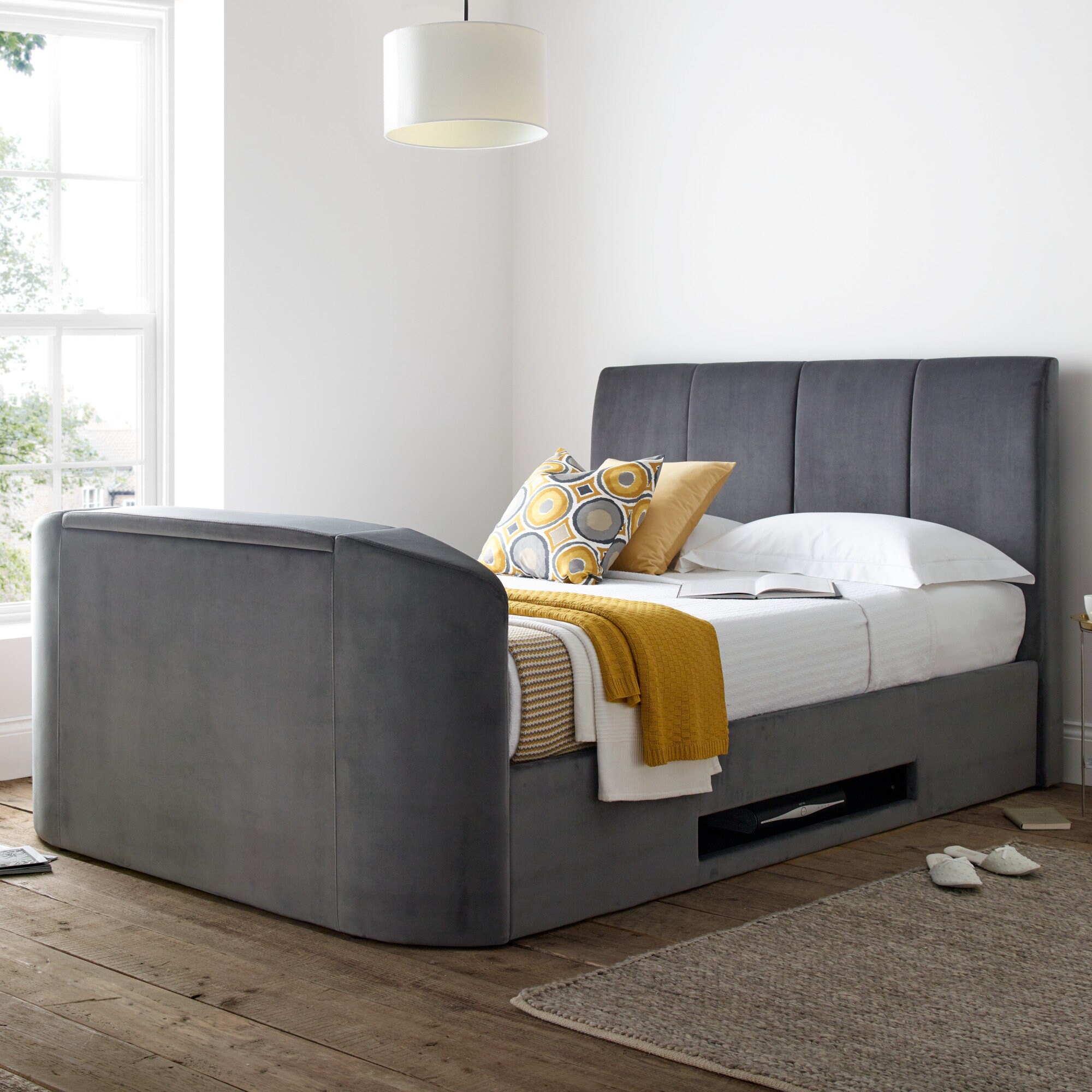 Copenhagen Upholstered Ottoman/storage TV Bed Charcoal Etsy UK