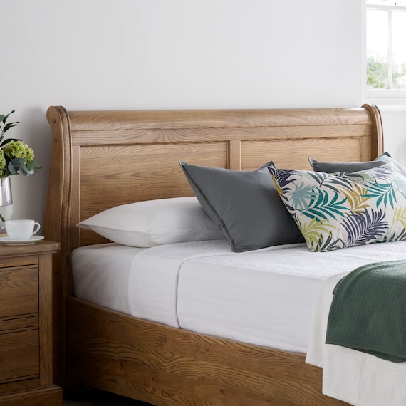 Oak sleigh bed double discount