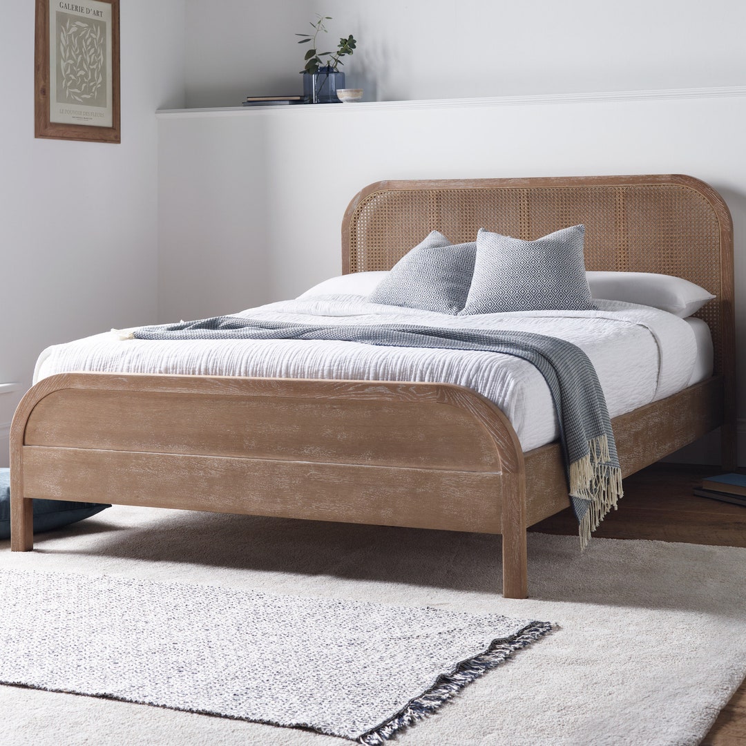 Rattan French Style Bed Frame High Foot End Double/ King/ Superking